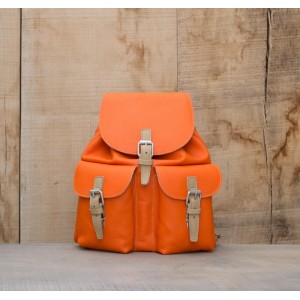 SAC A DOS CUIR ORANGE | Font-Romeu 